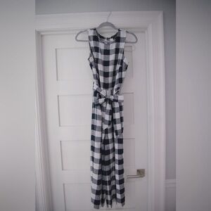 Ann Taylor Navy Gingham Jumpsuit